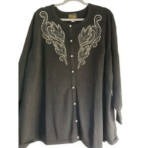 NWT Bob‎ Mackie Wearable Art Black Cardigan Rhinestone Embellished Elegant